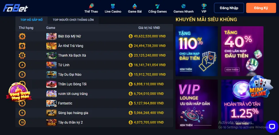 Tổng quan các trò chơi đa dạng tại win365 casino